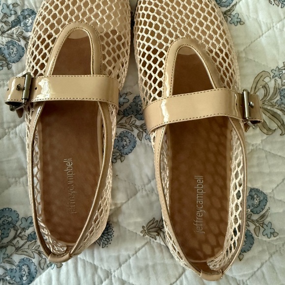 Jeffrey Campbell Cream Flats with Mesh Design - Picture 4 of 8